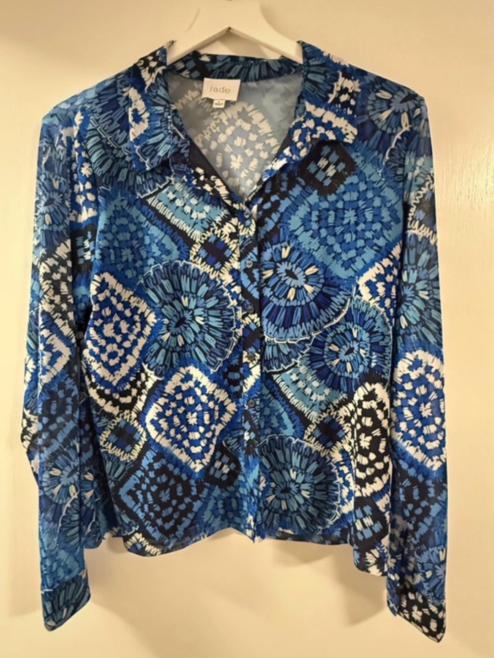 Johnny Was ..Jade by Johnny Was Multi-Blue Printed Button-Down Shirt